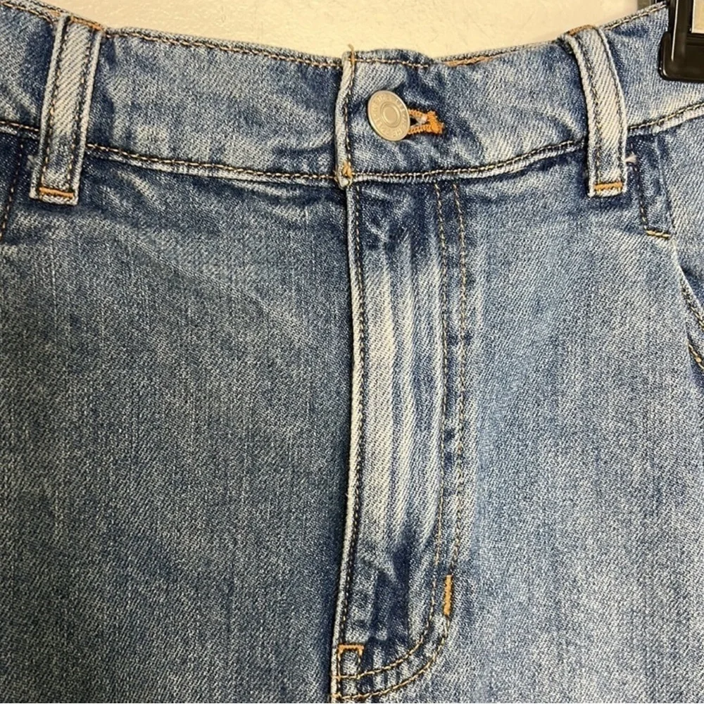 Free People we the free Rain Blue frayed hem pleated jean mini Skirt size small - Picture 6 of 9